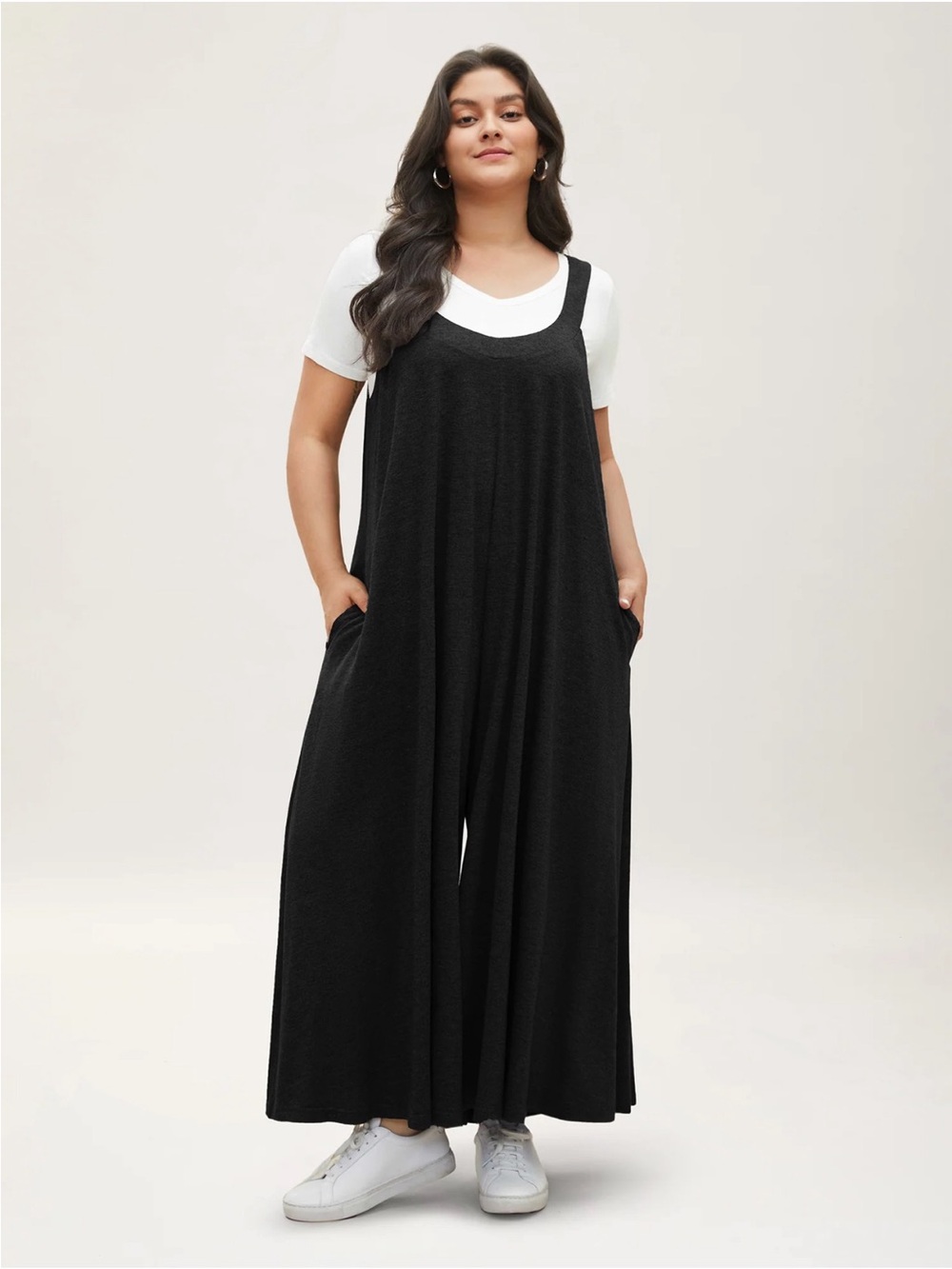BloomChic 2XL Supersoft Essentials Solid Pocket Adjustable Straps Jumpsuit